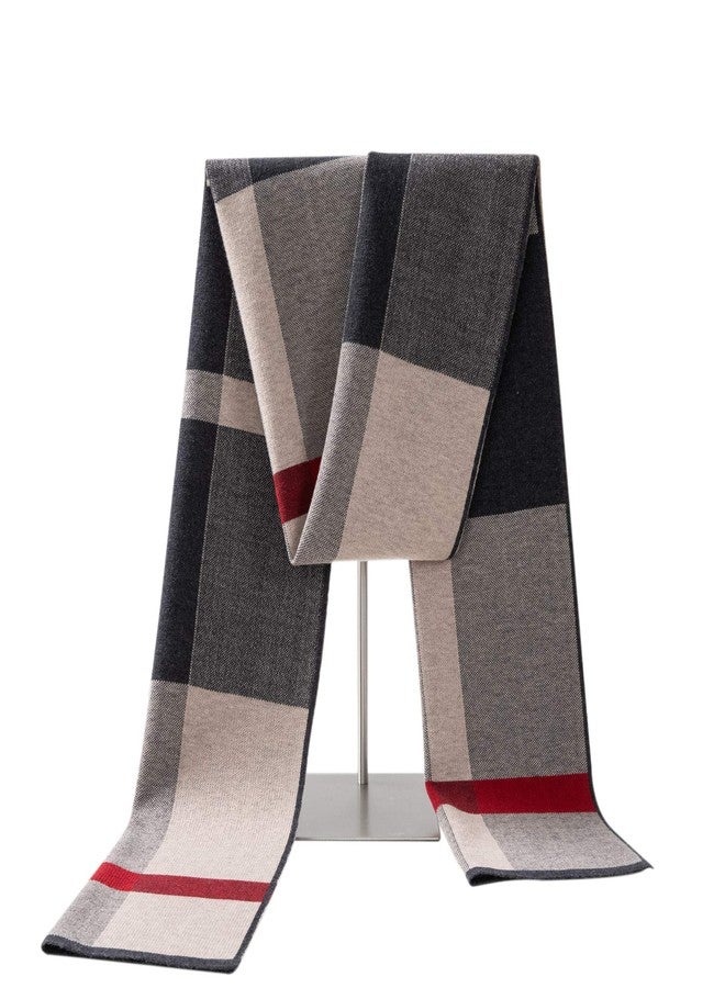 Lallier Men's Merino Wool Scarf, Long Winter Neckwear with Gift Box (Camel Black) - Image 1